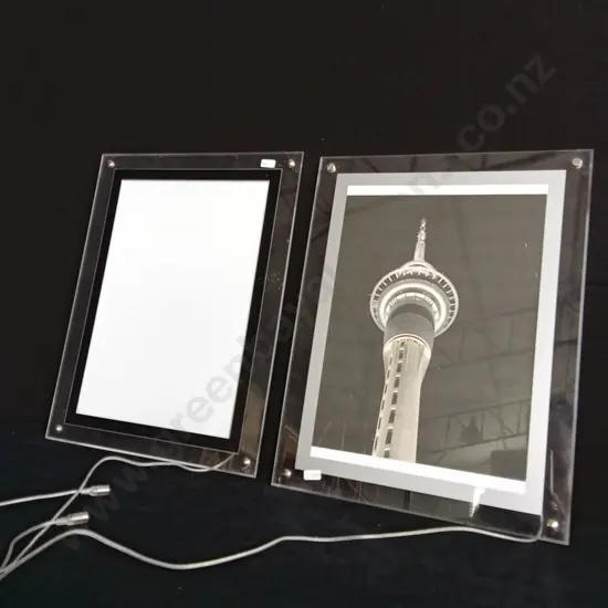 TWO ACRYLIC LED FRAMES (WORKING) BUT NO POWER ADAPTER