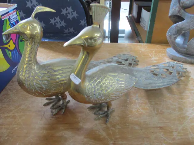 Large Brass Peacocks Image 1++