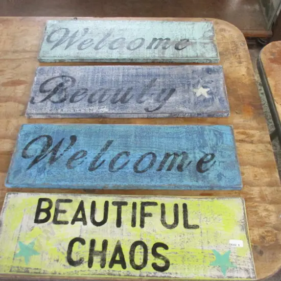 4 Wooden Signs