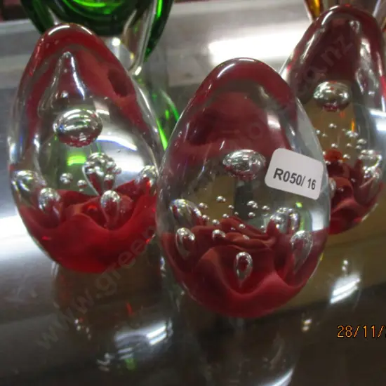 3 Art Glass Paperweights