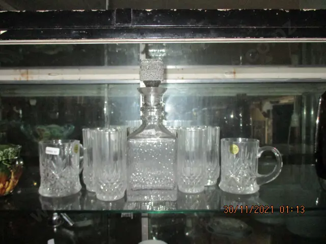 Crystal Decanter and Glasses Image 1++