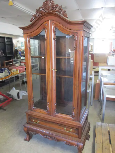 Large Carved Display Cabinet Image 1++