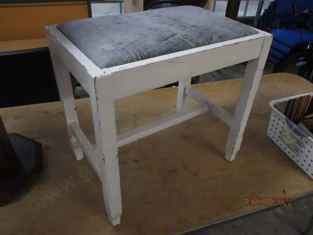Oak and Leather Piano Stool Image 1++