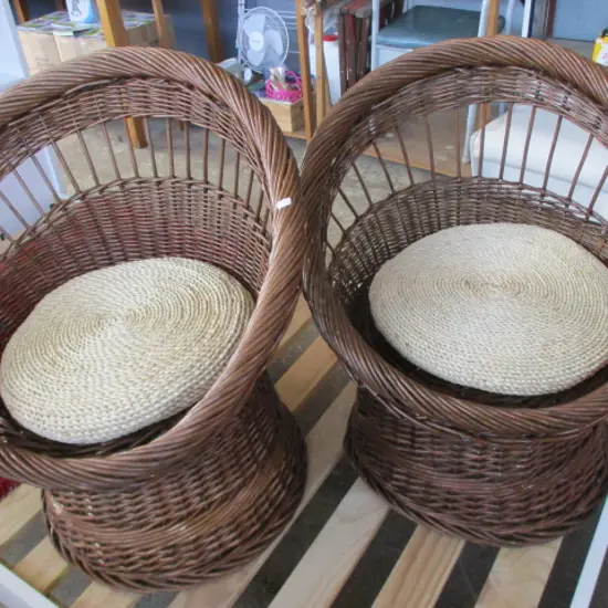 Pr Cane Chairs