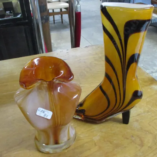 2 Art Glass Vases