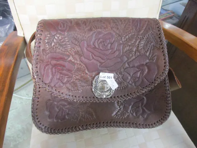 Tooled Leather Bag Image 1++