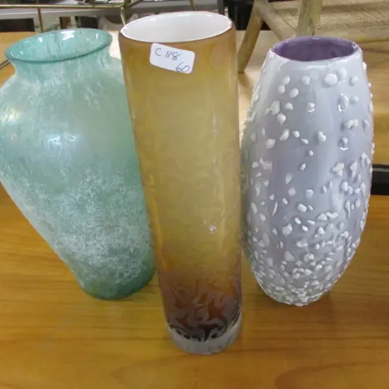 3 Art Glass Vases