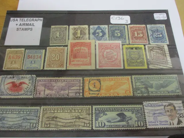 Usa Telegraph and Airmail Stamps Image 1++