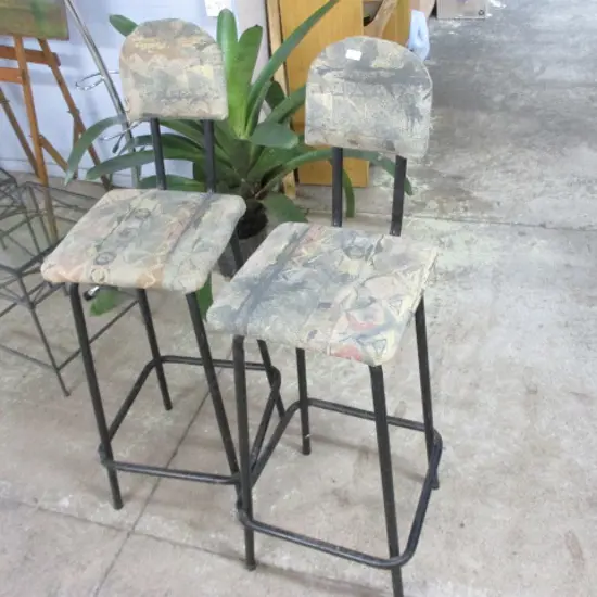Pr Mid Century Stools