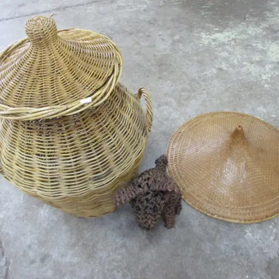 Hat Basket and Dog