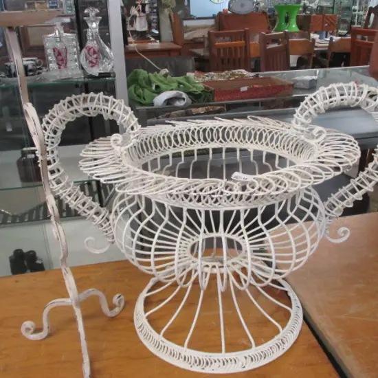 Metal Basket and Candlestand