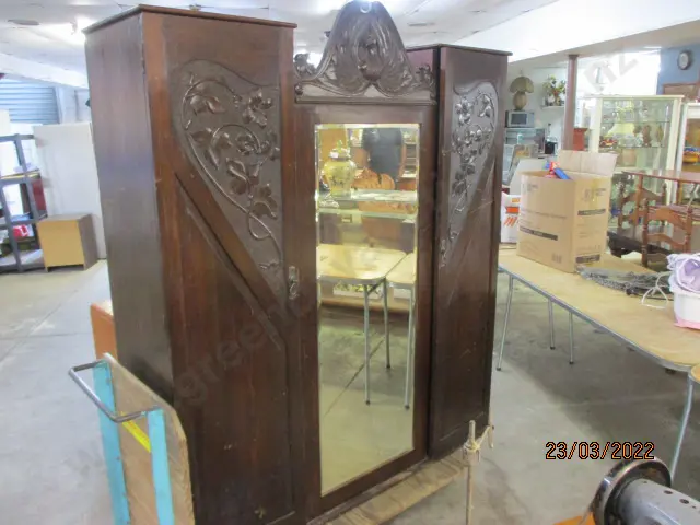 Carved Kauri Wardrobe Image 1++
