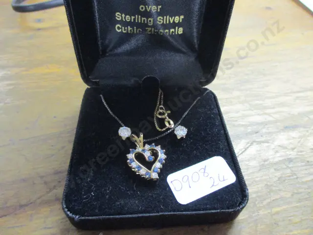 Silver Necklace and Earrings Image 1++