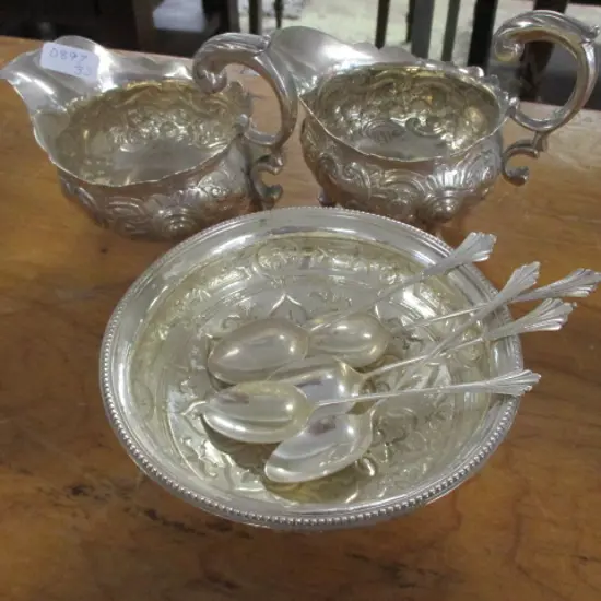 Silver Jugs Spoon and Bowl