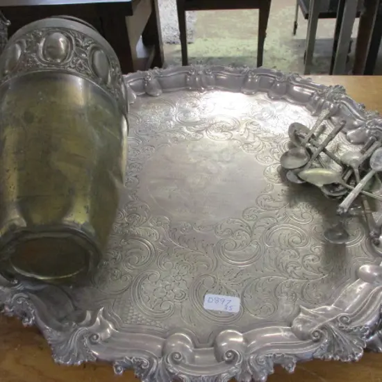 Silver Tray Cutlery and Vase