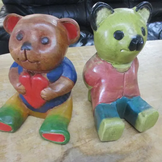 2 Carved Wooden Figures