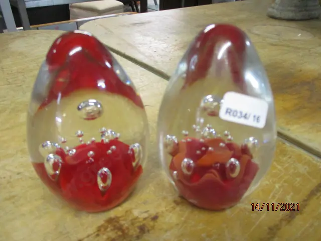 2 Art Glass Paperweights Image 1++