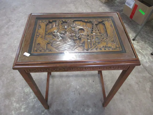 Oriental Carved Side Table Image 1++