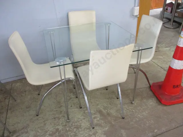 Glass Topped Table and 4 Chairs Image 1++