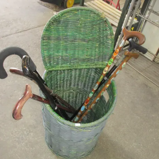 Hamper and Walking Sticks