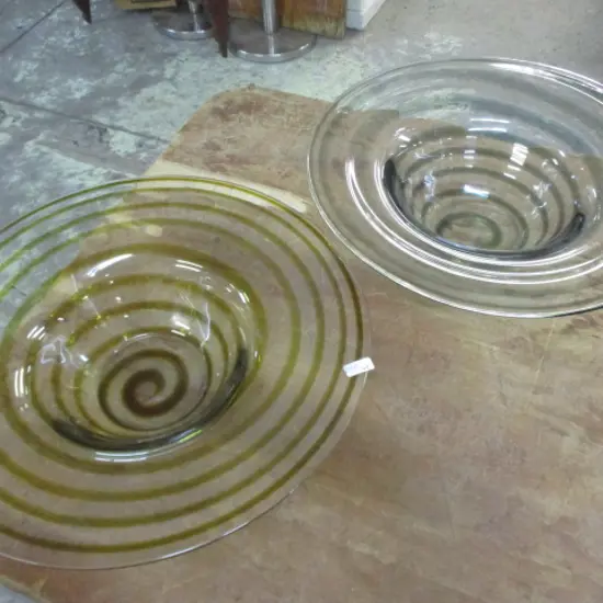 2 Large Art Glass Bowls