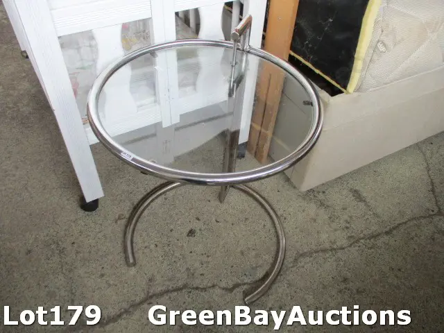 Chrome and Glass Side Table Image 1++